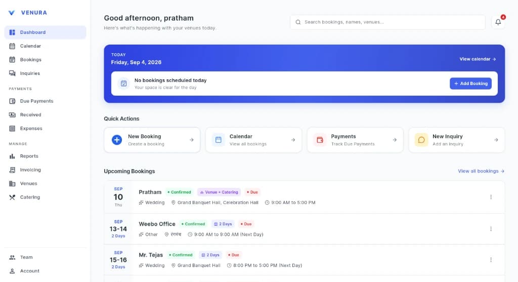 Venura OS Dashboard - Book a Personalized Demo
